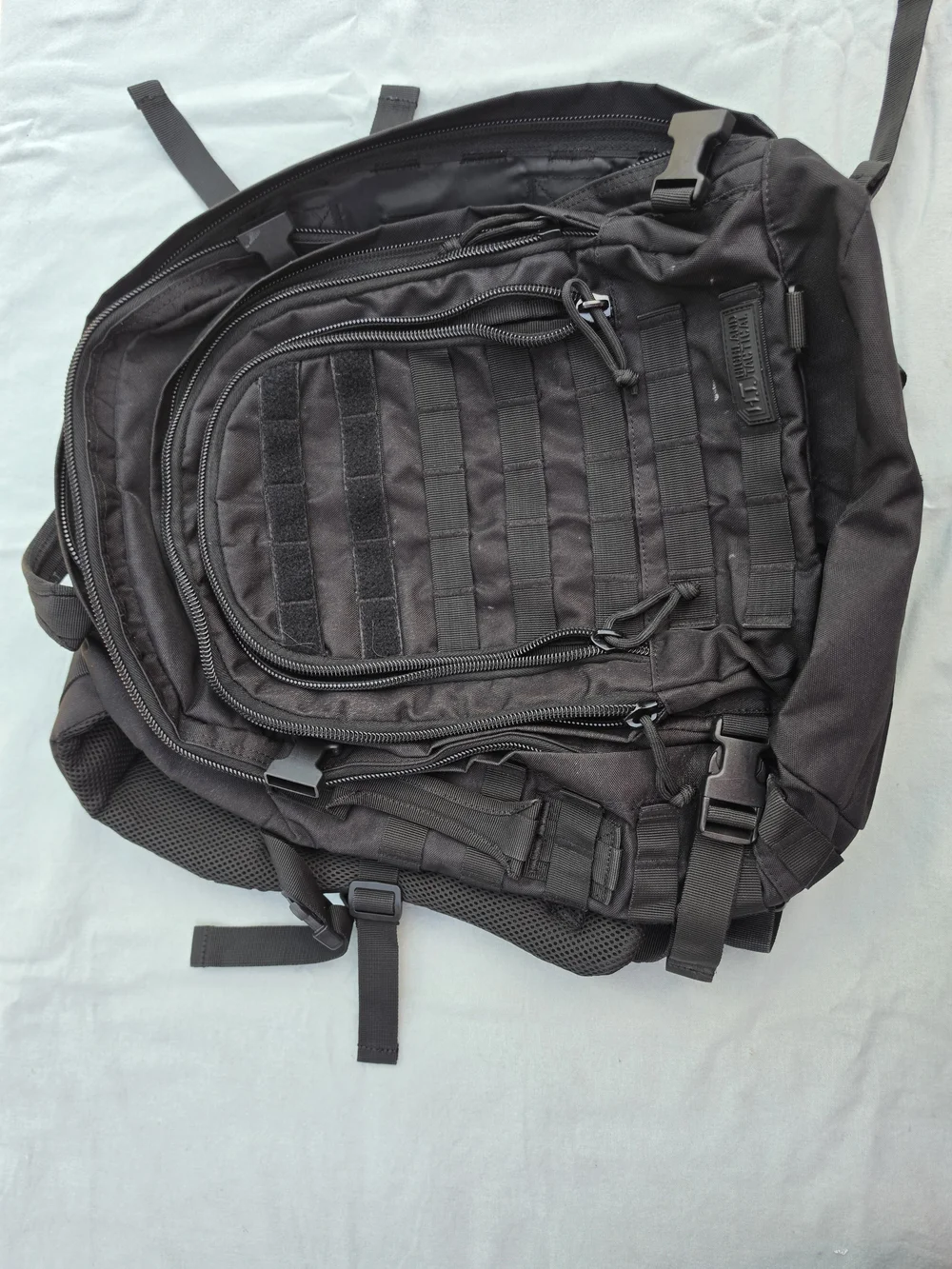 Highland Tactical Black MOLLE Tactical Backpack Zip External Pockets Padded